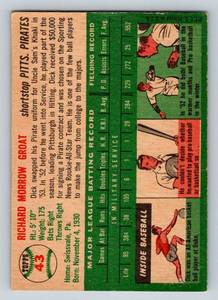lot 73A image: 1954 Topps Dick Groat #43 Vintage Baseball Card