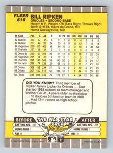 lot 6C image: Billy Ripken Iconic F Face Error Card 1989 Fleer #616 Baseball Card