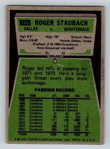 lot 28D image: Roger Staubach 1975 Topps #145 Vintage Football Card
