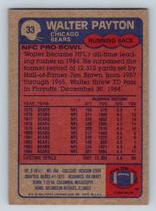 lot 55D image: Walter Payton 1985 Topps #33 Vintage Football Card