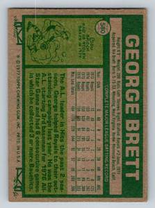 lot 68D image: George Brett 1977 Topps #580 Vintage Baseball Card