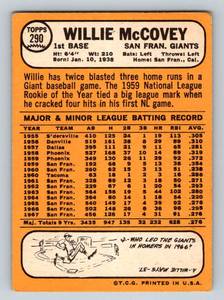 lot 72D image: Willie McCovey 1968 Topps #290 Vintage Baseball Card