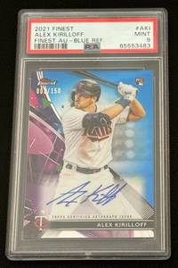 lot 12A image: Alex Kirilloff Auto RC 150 - 2021 Finest Blue Refractor #AKI PSA Graded 9 Mint Minnesota Twins Rookie Baseball Card - Numbered 003150