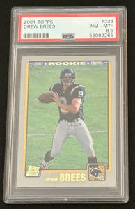 lot 19A image: Drew Brees RC PSA 8.5 NM-MT 2001 Topps #328 Rookie Football Card
