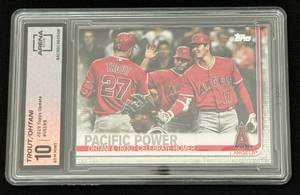 lot 22A image: Mike Trout  Shohei Ohtani Graded 10 Gem Mint 2019 Topps Updaye #US189 Baseball Card