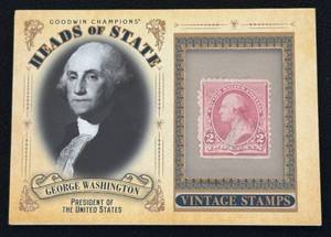 lot 32A image: 2020 Upper Deck Goodwin Champions Head of State Vintage Stamps George Washington #HS-11 2 Cent Stamp Card
