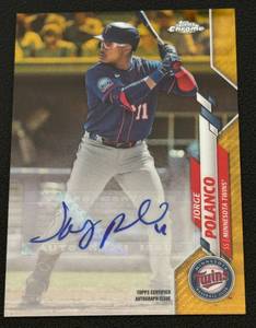 lot 36A image: Jorge Polanco Gold Auro 2250 - 2020 Topps Chrome #USA-JP Signed Minnesota Twins Baseball Card