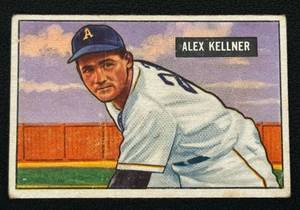 lot 42A image: 1951 Bowman Alex Kellner #57 Vintage Baseball Card