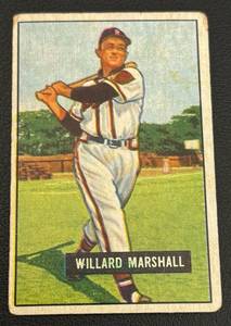 lot 44A image: 1951 Bowman Willard Marshall #98 Vintage Baseball Card