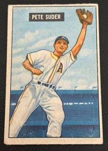 lot 48A image: 1951 Bowman Pete Suder #154 Vintage Baseball Card