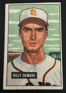 lot 50A image: 1951 Bowman Billy Demars #43 Vintage Baseball Card