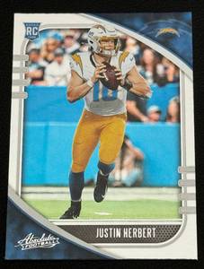 lot 53A image: Justin Herbert rC 2020 Absolute #167 Rookie Football Card