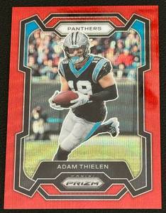 lot 63A image: Adam Thielen Red Wave Refractor 9399 - 2023 Prizm #37 Minnesota Vikings Football Card
