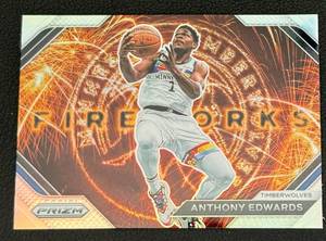 lot 69A image: Anthony Edwards Silver Holo 2023-24 Prizm #11 Minnesota Timberwolves Basketball Card