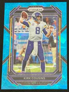lot 70A image: Kirk Cousins 99 Blue Cracked Ice Prizm 2022 #187 Minnesota Vikings Football Card