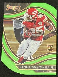 lot 84A image: Clyde Edward-Helaire Green RC Field Level 2021 Select Prizm #354 Rookie Football Card