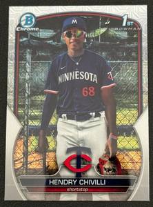 lot 86A image: Hendry Chivilli 1st Bowman Mojo 2023 #BCPP-236 Rookie Minnesota Twins Baseball Card