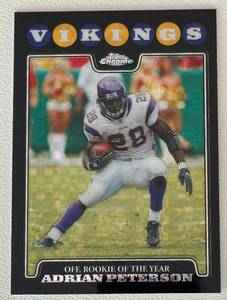 lot 90A image: Adrian Peterson X-Fractor 2008 Topps Chrome #TC164 Minnesota Vikings Football Card