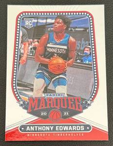 lot 31D image: Anthony Edwards RC 2020-21 Chronicles Marquee #254 Rookie Minnesota Timberwolves Basketball Card