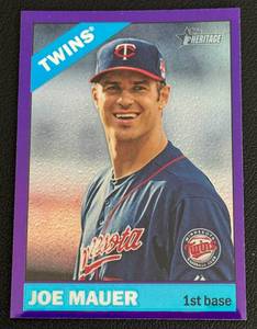 lot 67D image: Joe Mauer 2015 Topps Heritage #400 Purple Minnesota Twins Baseball Card