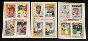 lot 69D image: Hank Aaron Special 1974 Topps 3 Card Lot #2, #5, #6 Vintage Baseball Cards