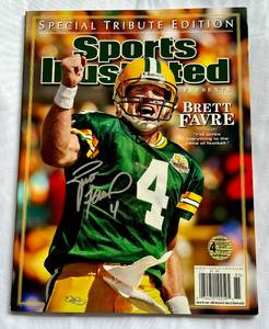 lot 5C image: Brett Favre Signed Sports Illustrated with Favre COA and Photo - Green Back Packers Football