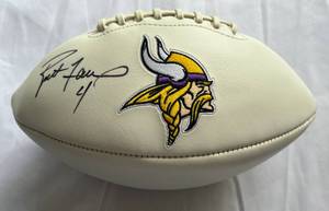 lot 4B image: Brett Favre Signed Minnesota Vikings Football with Favre COA and Custom Case