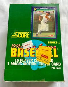 lot 45D image: 1991 Score Baseball Series 1 36 Pack Baseball Box