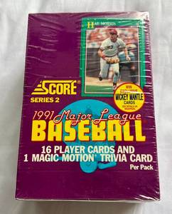 lot 47D image: 1991 Score Baseball Series 2 36 Pack Factory Sealed Card Box
