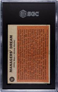 lot 4D image: Mickey Mantle  Willie Mays SGC 6 EX-NM 1962 Topps #18 Managers Dream Vintage Baseball Card - BEAUTIFUL CARD