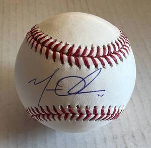 lot 23E image: Matt Olson Signed Baseball with Fanatics and MLB COAs on Rawlings OMLB Manfred Ball