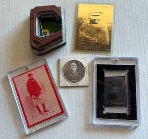 lot 75E image: Various Baseball Memorabilia - Ebbets Field, Bob Feller Coin, Satchel Paige Gold Card, Babe Ruth, Ty Cobb