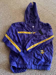 lot 35E image: Minnesota Vikings Size Youth XL  20 Retro Vintage Vindbreaker Jacket by Mighty Mac Sports - Football