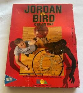 lot 24E image: Michael Jordan vs. Larry Bird 1988 Vintage Basketball Computer Game - Appears Complete