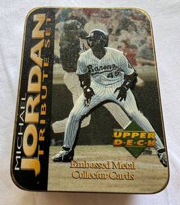 lot 34E image: Michael Jordan 1995 Upper Deck Baseball Tribute Set 5 Embossed Metal Collector Cards