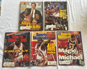 lot 82E image: (5) Michael Jordan Sports Illustrated Basketball Magazines From 1990 and 1991