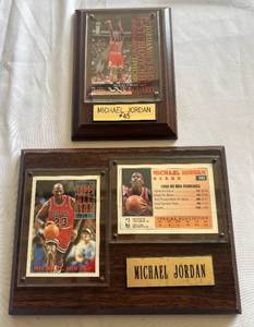 lot 94E image: Michael Jordan (2) Basektball Plaque Card Sets