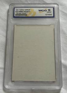 lot 21D image: Kirby Puckett Error Card Graded 10 Gem Mint 1991 Topps Blank Front Minnesota Twins Baseball Card