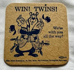 lot 89E image: Hamms Vintage 1960s Minnesota Twins Coaster