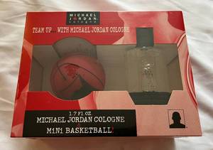 lot 31F image: Michael Jordan Cologne and Mini Basketball Set - New  Sealed
