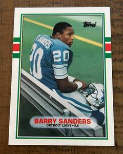 lot 59C image: Barry Sanders RC 1989 Topps Traded #83 Rookie Football Card