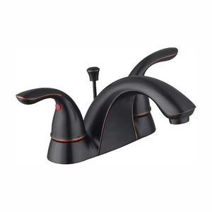 lot 55 image: Glacier Bay Builders 4 in. Centerset Double Handle Low-Arc Bathroom Faucet in Bronze