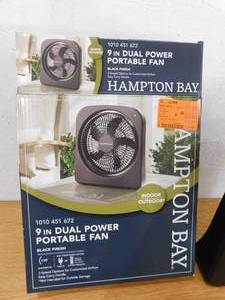 lot 28 image: Hampton Bay 9 in. 3 Speed Dual Power Personal IndoorOutdoor Desk Fan in Black