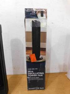 lot 32 image: Hampton Bay 28 in. 3 Speed Oscillating Tower Fan in Black