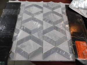 lot 113 image: Daltile Xpress Mosaix Peel N Stick Moonstone 18 in. x 14 Marble Hinge Mosaic Tile (44 sq. ft.)