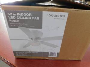 lot 108 image: Hugger 52 in. LED Indoor White Ceiling Fan with Light Kit