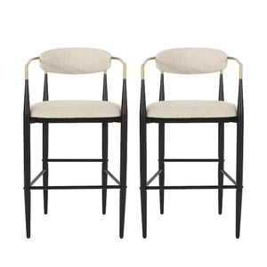 lot 38 image: Noble House Boise 30 in. Beige and Black Bar Stool (Set of 2)