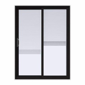 lot 76 image: 60 in. x 80 in. V-4500 Contemporary Black FiniShield Vinyl Left-Hand Full Lite Sliding Patio Door w Internal Blinds