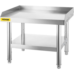 lot 88 image: Equipment Stand Grill Table 24 x 28 x 24 in. Stainless Table with Adjustable Storage Undershelf Grill Stand Table
