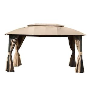 lot 89 image: 10 ft. x 13 ft. Khaki Outdoor Ventilation Double Roof Gazebo with Mosquito Netting